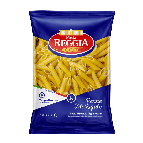 Макарони REGGIA 34.Pene Ziti Rigati  - Перо Рифлене