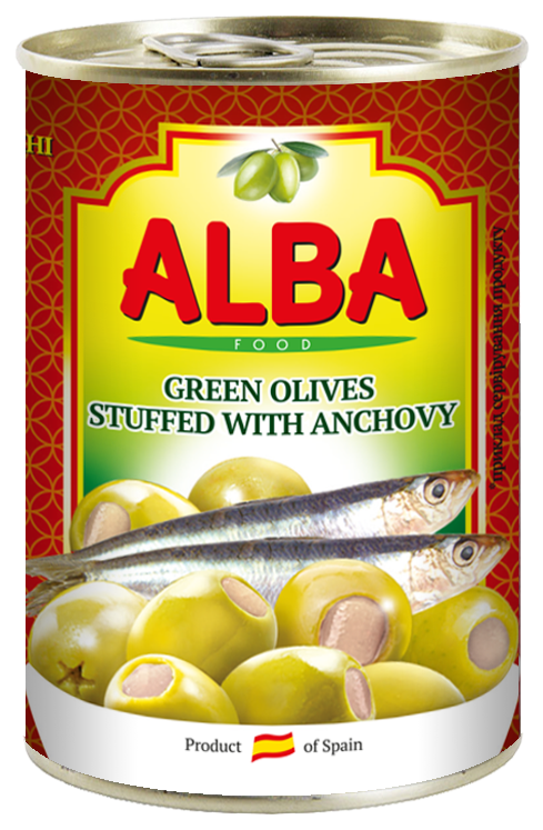 Оливки ALBA FOOD фаршировані анчоусом